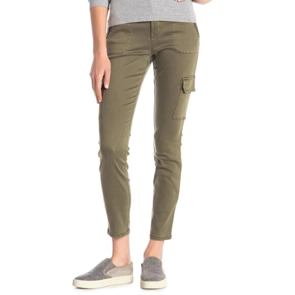 Level 99 Brooklyn Skinny Sateen Cargo Pant in Cedar - Picture 2 of 6